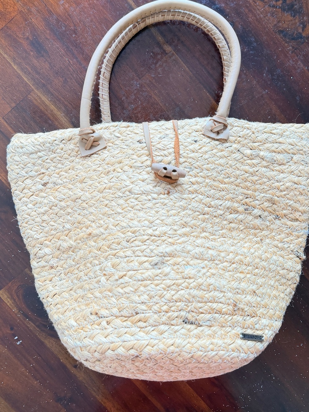 Billabong Natural Straw Tote with Tan Handles